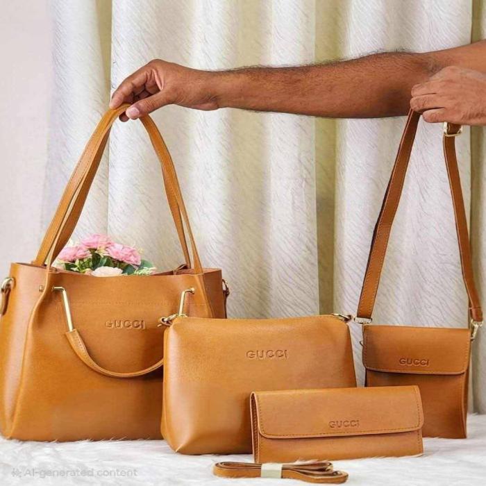 4pcs Combo Women Best Leather Tote Bag (Brown